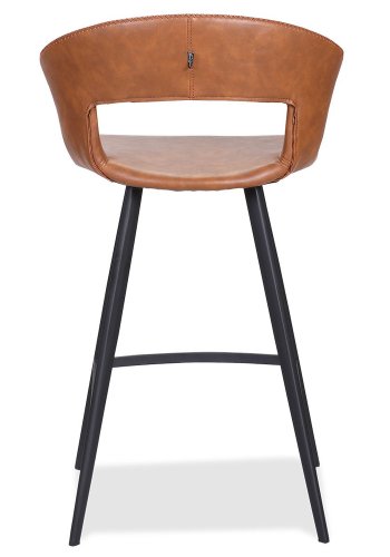 HOUSE OF SANDER Tora barstol, m. rygln og fodsttte - cognacfarvet kunstlder og sort metal