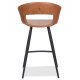 HOUSE OF SANDER Tora barstol, m. rygln og fodsttte - cognacfarvet kunstlder og sort metal