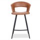 HOUSE OF SANDER Tora barstol, m. rygln og fodsttte - cognacfarvet kunstlder og sort metal
