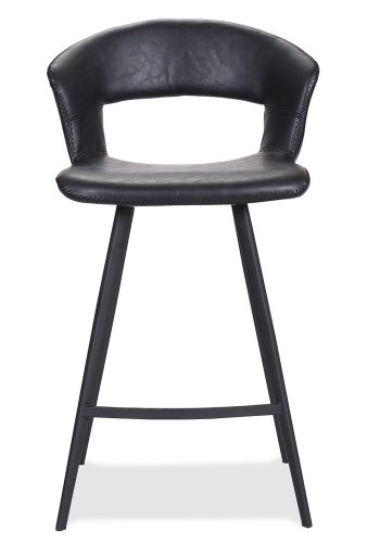 HOUSE OF SANDER Tora barstol, m. rygln og fodsttte - sort kunstlder og sort tr, hj