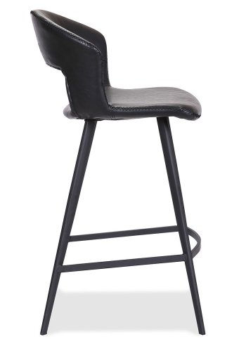 HOUSE OF SANDER Tora barstol, m. rygln og fodsttte - sort kunstlder og sort tr, hj