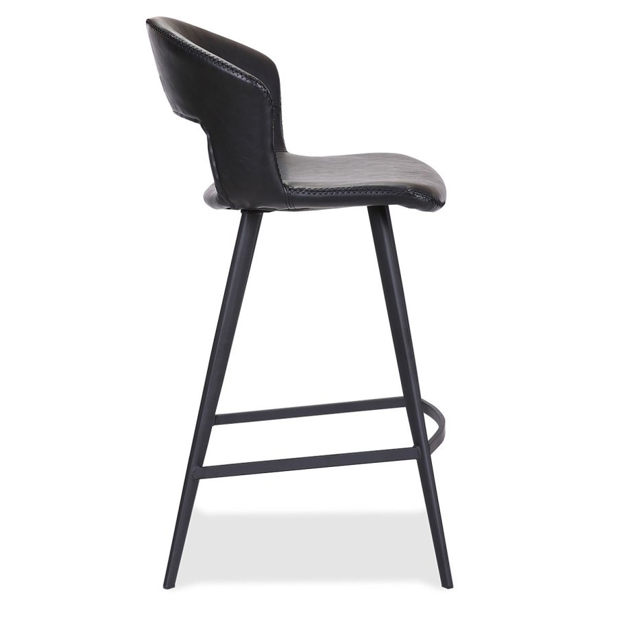 HOUSE OF SANDER Tora barstol, m. rygln og fodsttte - sort kunstlder og sort tr, hj