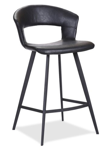 HOUSE OF SANDER Tora barstol, m. rygln og fodsttte - sort kunstlder og sort tr, hj