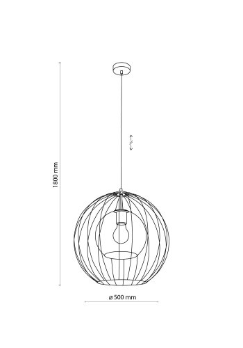 TK Universo loftlampe 500 - grafit glas og sort metal
