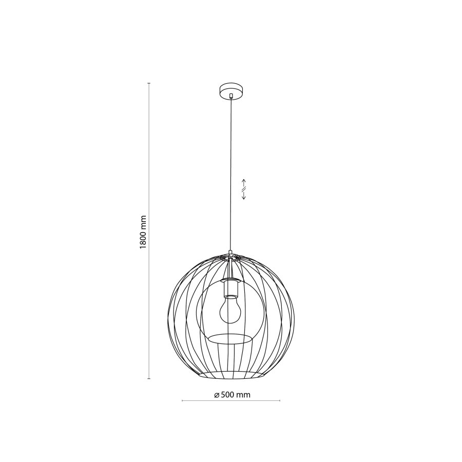 TK Universo loftlampe 500 - grafit glas og sort metal
