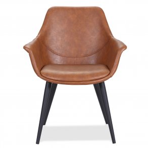 HOUSE OF SANDER Signe spisebordsstol, m. armln - cognacfarvet PU lder m. sorte ben