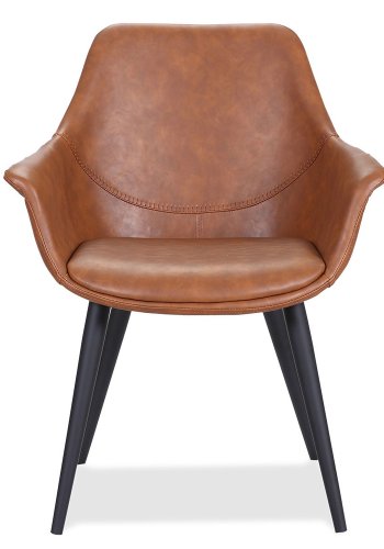 HOUSE OF SANDER Signe spisebordsstol, m. armln - cognacfarvet PU lder m. sorte ben
