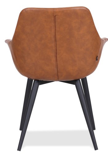 HOUSE OF SANDER Signe spisebordsstol, m. armln - cognacfarvet PU lder m. sorte ben