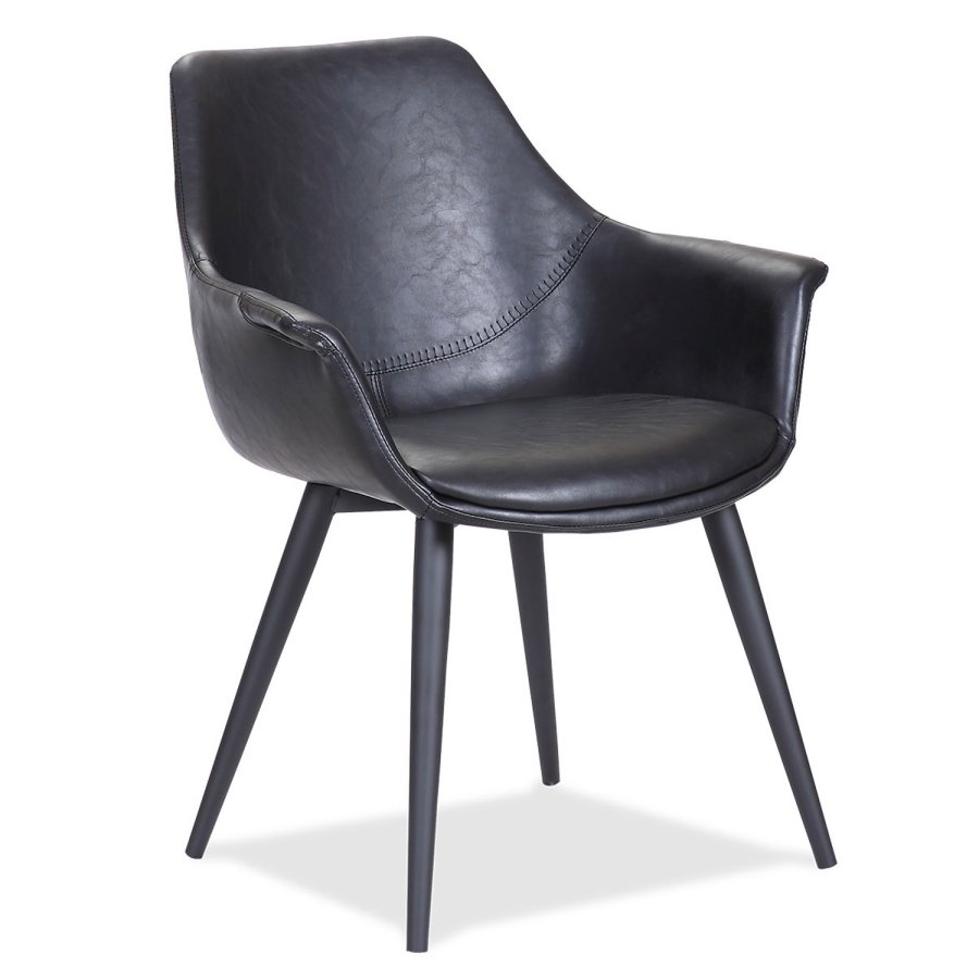 HOUSE OF SANDER Signe spisebordsstol, m. armln - sort PU lder m. sorte ben