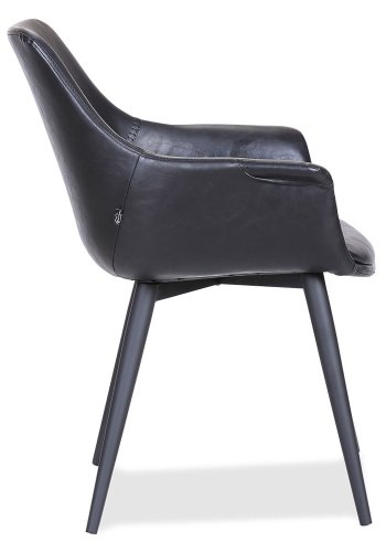 HOUSE OF SANDER Signe spisebordsstol, m. armln - sort PU lder m. sorte ben