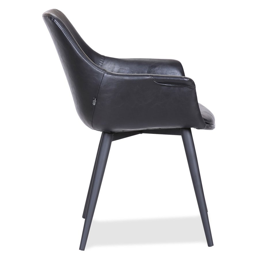 HOUSE OF SANDER Signe spisebordsstol, m. armln - sort PU lder m. sorte ben