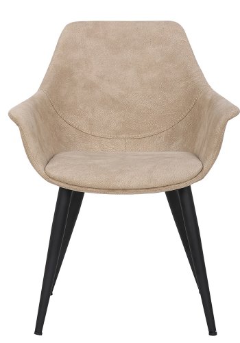 HOUSE OF SANDER Signe spisebordsstol, m. armln - taupefarvet imiteret ruskind m. sorte ben