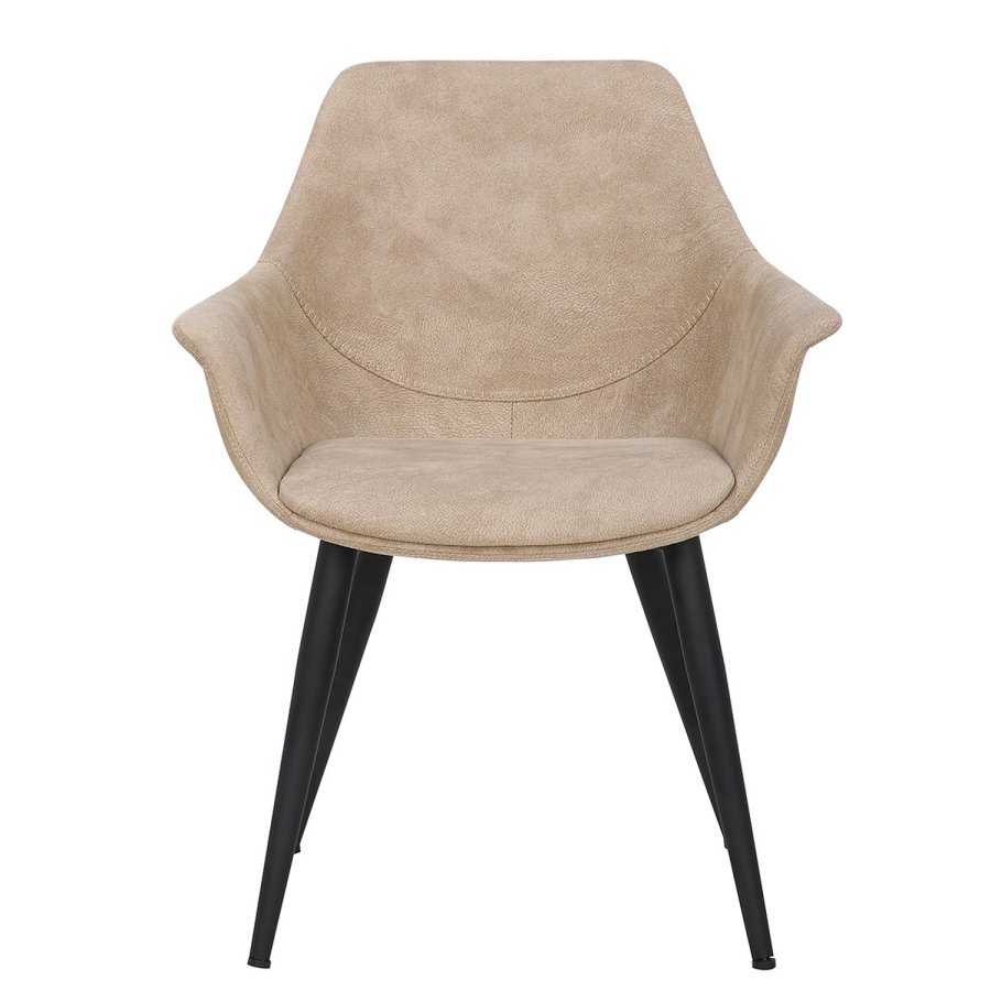 HOUSE OF SANDER Signe spisebordsstol, m. armln - taupefarvet imiteret ruskind m. sorte ben