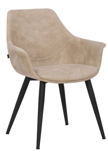 HOUSE OF SANDER Signe spisebordsstol, m. armln - taupefarvet imiteret ruskind m. sorte ben