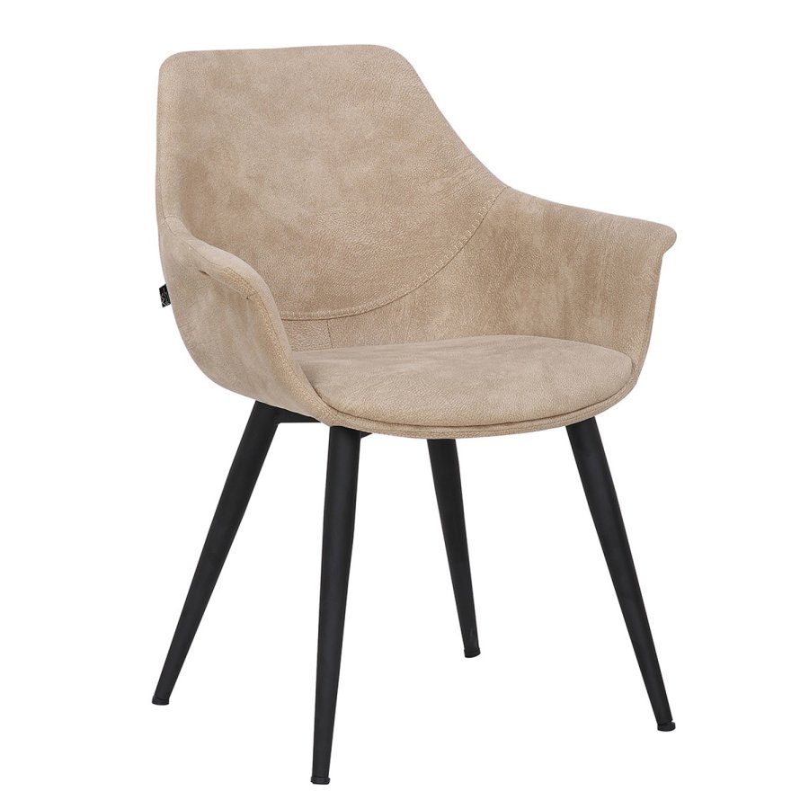 HOUSE OF SANDER Signe spisebordsstol, m. armln - taupefarvet imiteret ruskind m. sorte ben