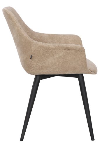 HOUSE OF SANDER Signe spisebordsstol, m. armln - taupefarvet imiteret ruskind m. sorte ben