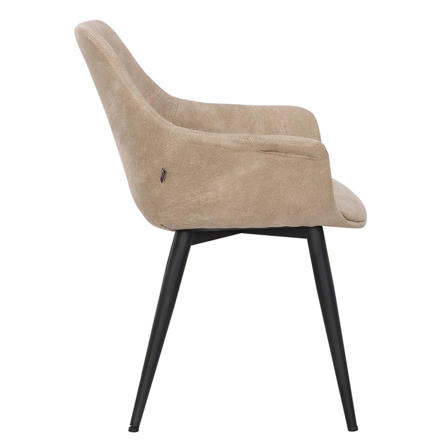 HOUSE OF SANDER Signe spisebordsstol, m. armln - taupefarvet imiteret ruskind m. sorte ben