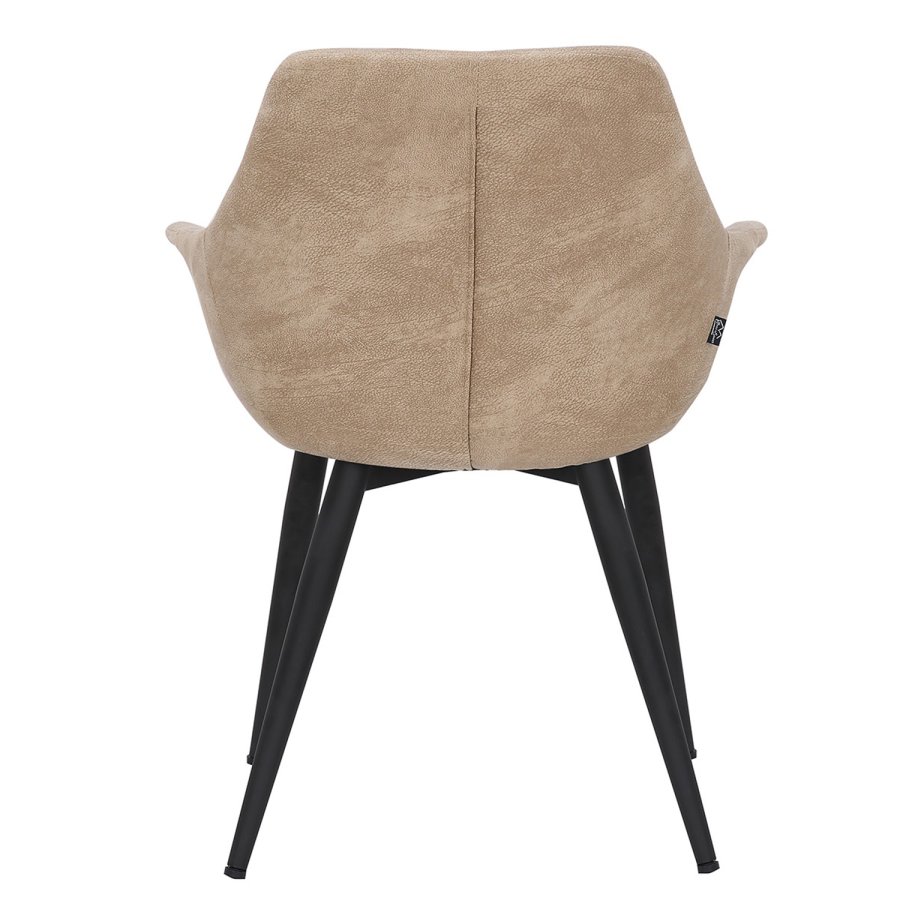 HOUSE OF SANDER Signe spisebordsstol, m. armln - taupefarvet imiteret ruskind m. sorte ben