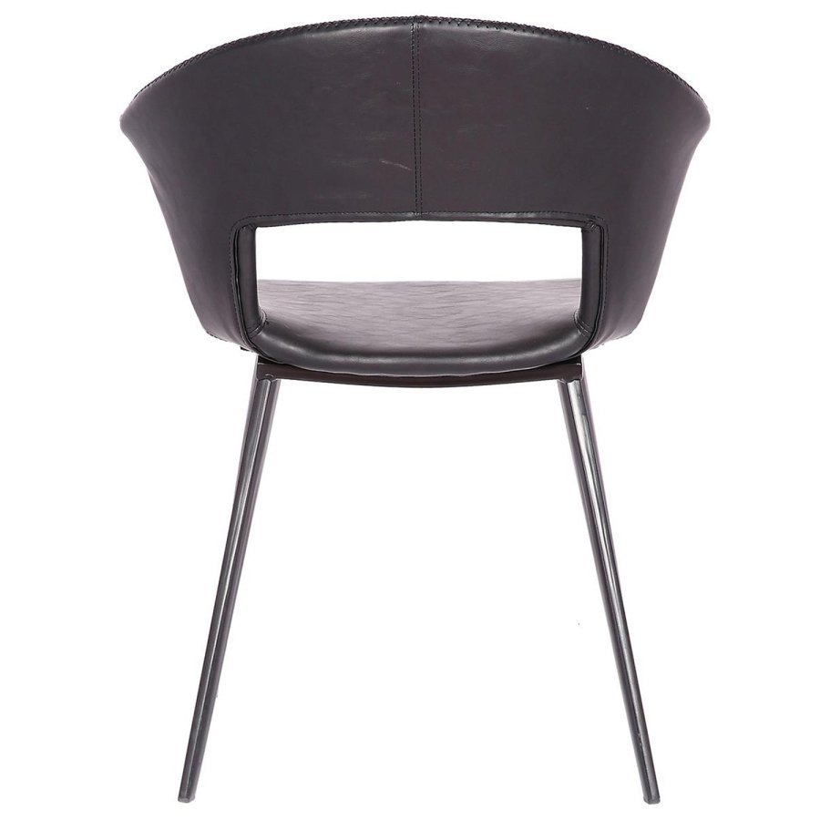 HOUSE OF SANDER Tora spisebordsstol, m. armln - sort PU lder m. sorte metalben