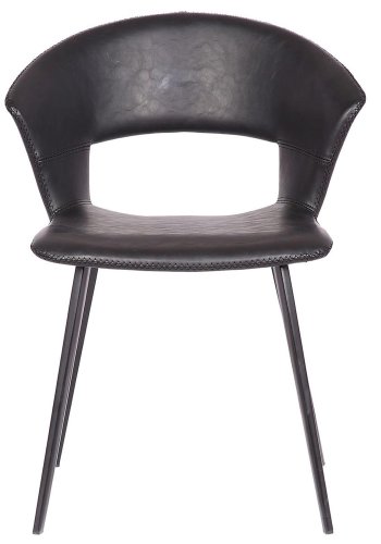 HOUSE OF SANDER Tora spisebordsstol, m. armln - sort PU lder m. sorte metalben