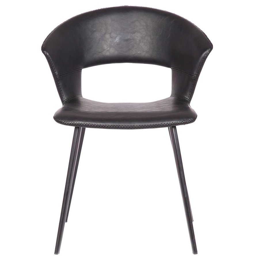 HOUSE OF SANDER Tora spisebordsstol, m. armln - sort PU lder m. sorte metalben