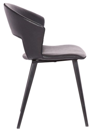 HOUSE OF SANDER Tora spisebordsstol, m. armln - sort PU lder m. sorte metalben