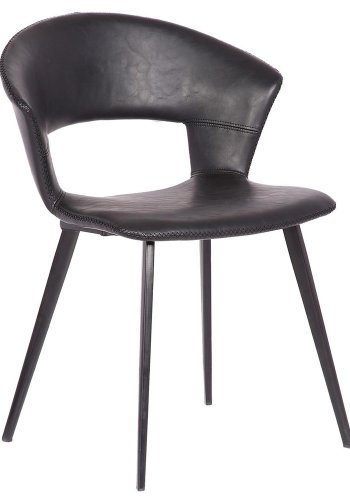 HOUSE OF SANDER Tora spisebordsstol, m. armln - sort PU lder m. sorte metalben