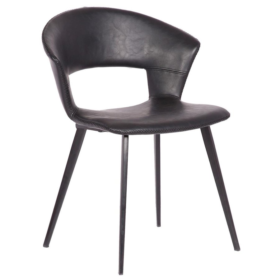 HOUSE OF SANDER Tora spisebordsstol, m. armln - sort PU lder m. sorte metalben