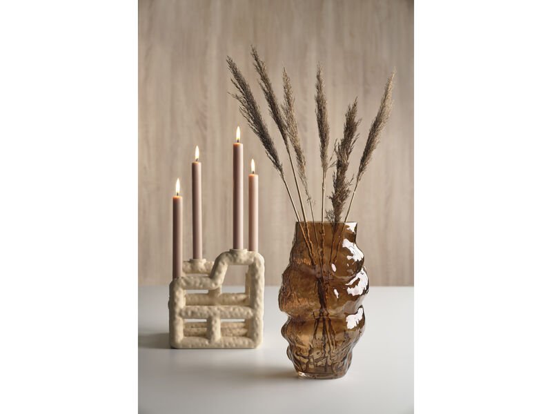 VILLA COLLECTION Lyng lysestage, til 4 kronelys - sand polyresin (21x21)