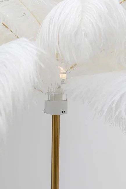 KARE DESIGN Feather Palm gulvlampe - hvid strudsefjer og messing stl