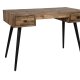 WHITE LABEL LIVING Leo skrivebord, m. 2 skuffer - brun teaktr og sort metal (113x55,5)