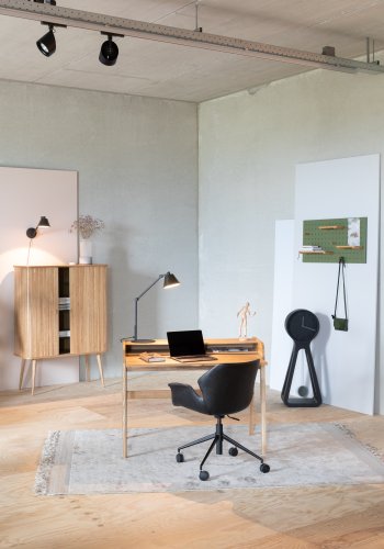 ZUIVER Barbier skrivebord, m. 1 lge og 2 rum - natur askefinér og asketr (110x77)