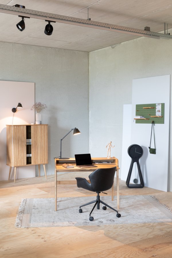 ZUIVER Barbier skrivebord, m. 1 lge og 2 rum - natur askefinér og asketr (110x77)