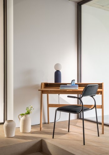 ZUIVER Barbier skrivebord, m. 1 lge og 2 rum - natur askefinér og asketr (110x77)