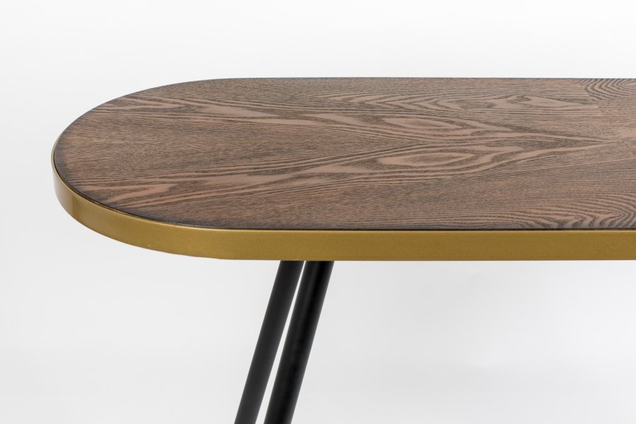 WHITE LABEL LIVING Denise konsolbord, oval - brun askefinér og metal (121x41)