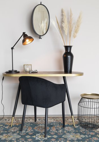 WHITE LABEL LIVING Denise konsolbord, oval - brun askefinér og metal (121x41)