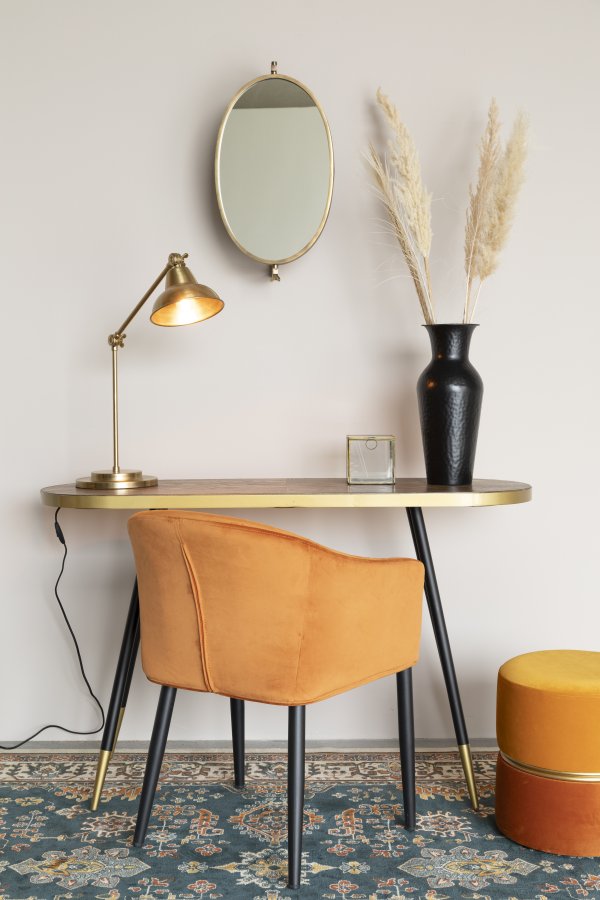 WHITE LABEL LIVING Denise konsolbord, oval - brun askefinér og metal (121x41)