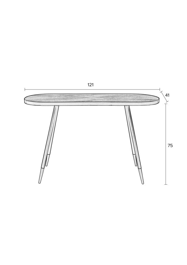 WHITE LABEL LIVING Denise konsolbord, oval - brun askefinér og metal (121x41)