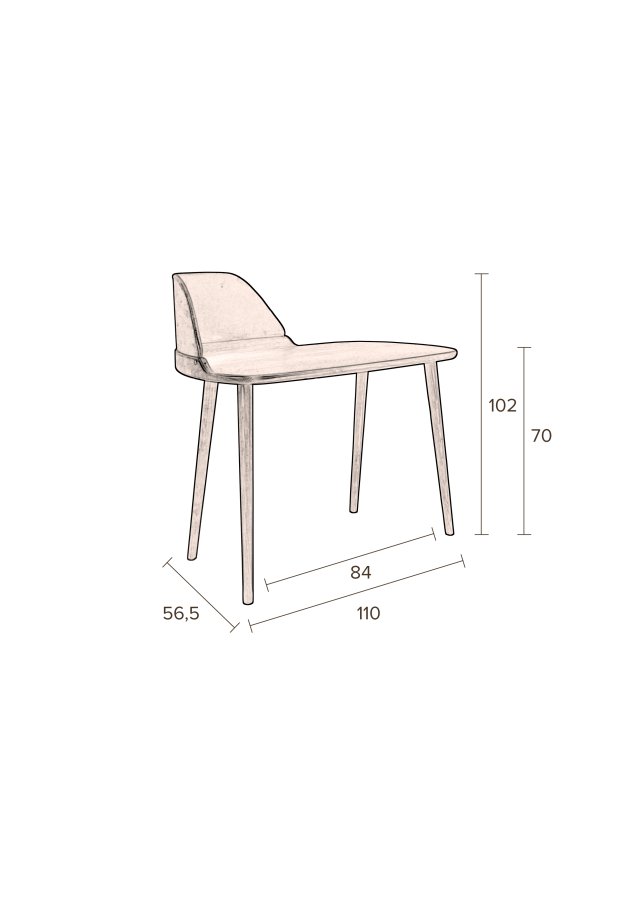 DUTCHBONE Finn skrivebord, rektangulr - polyester og brun asketr (110x57)