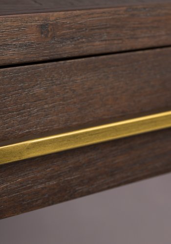 DUTCHBONE Klasse konsolbord, m. 2 skuffer - brun tr og guld stl (120x45)
