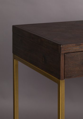 DUTCHBONE Klasse konsolbord, m. 2 skuffer - brun tr og guld stl (120x45)