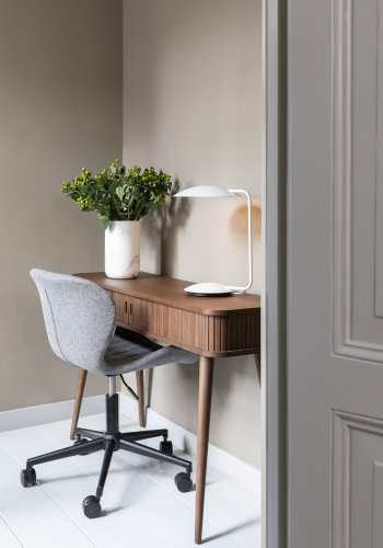 ZUIVER Barbier konsolbord, m. 2 skydelger - brun valnddefinér og gummitr (120x35)