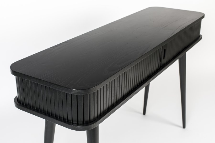 ZUIVER Barbier konsolbord, m. 2 skydelger - sort egetrsfinér og gummitr (120x35)