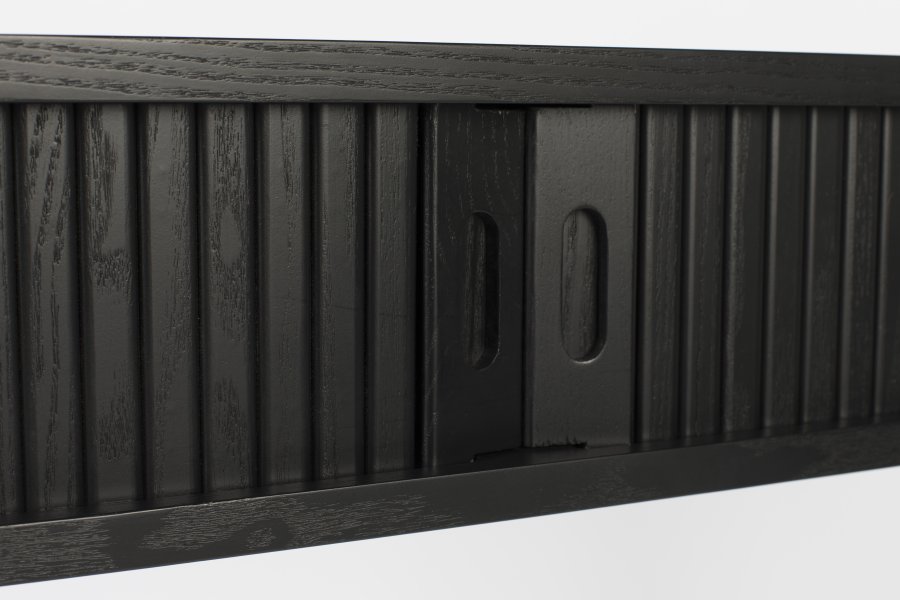 ZUIVER Barbier konsolbord, m. 2 skydelger - sort egetrsfinér og gummitr (120x35)