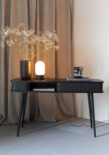 ZUIVER Barbier konsolbord, m. 2 skydelger - sort egetrsfinér og gummitr (120x35)