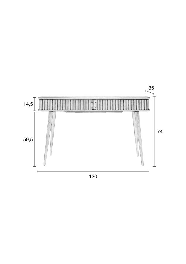 ZUIVER Barbier konsolbord, m. 2 skydelger - sort egetrsfinér og gummitr (120x35)