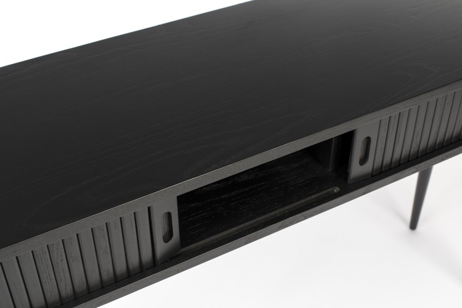 ZUIVER Barbier konsolbord, m. 2 skydelger - sort egetrsfinér og gummitr (120x35)