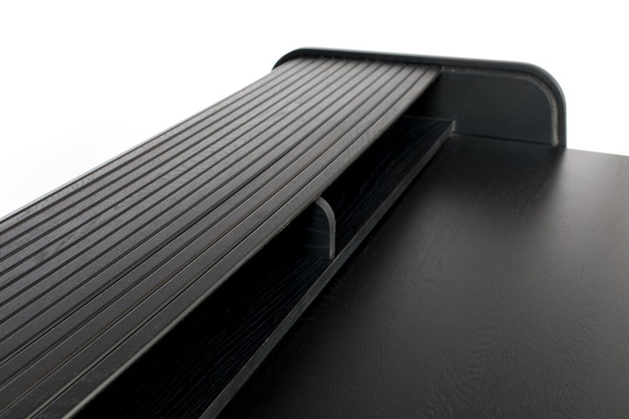 ZUIVER Barbier skrivebord, m. 1 bordlge og 2 rum - sort egetrsfinér og gummitr (110x61)