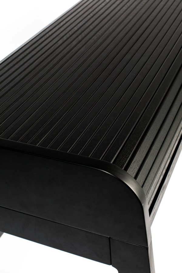 ZUIVER Barbier skrivebord, m. 1 bordlge og 2 rum - sort egetrsfinér og gummitr (110x61)