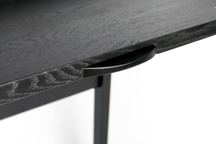 ZUIVER Barbier skrivebord, m. 1 bordlge og 2 rum - sort egetrsfinér og gummitr (110x61)